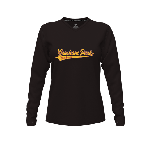 [FTLVCFBK-FYXS-LOGO2] Comfort T-Shirt (Female Youth XS, Black, V Neck, Logo 2, Long Sleeve)