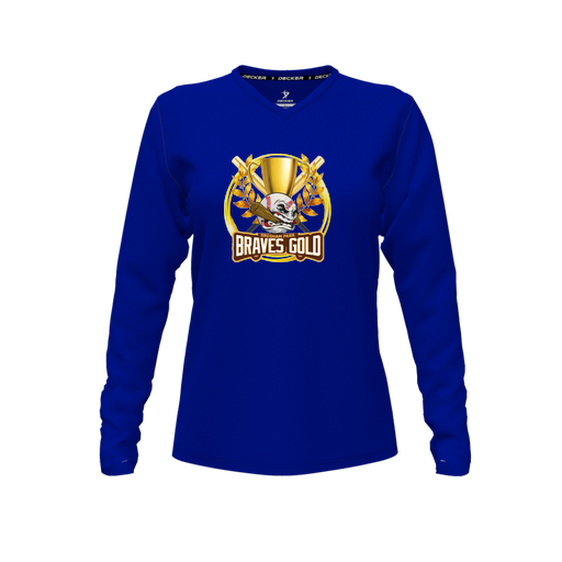 [CUS-DFW-TEES-CMF-VNK-LSL-RYL-FYXS-LOGO1] Comfort T-Shirt (Female Youth XS, Royal, V Neck, Logo 1, Long Sleeve)