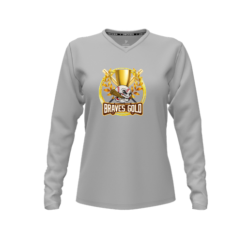 [CUS-DFW-TEES-CMF-VNK-LSL-GRY-FYXS-LOGO1] Comfort T-Shirt (Female Youth XS, Gray, V Neck, Logo 1, Long Sleeve)