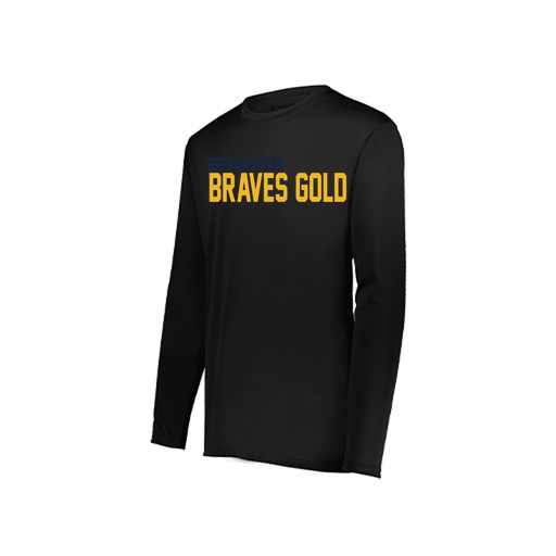 [222823.080.S-LOGO3] Youth LS Smooth Sport Shirt (Youth S, Black, Logo 3)