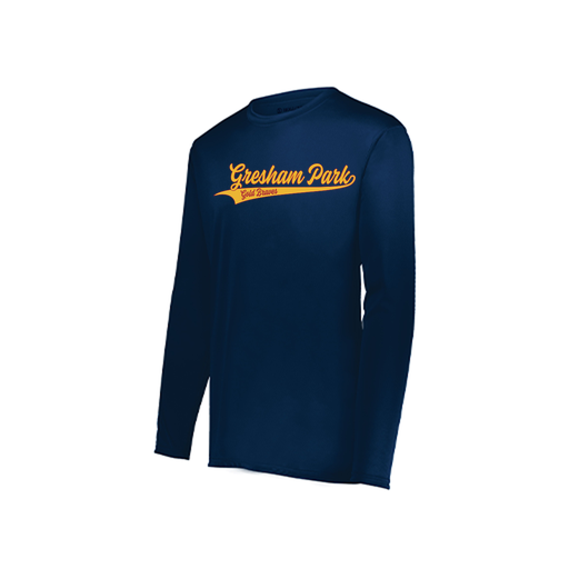 [222823.065.S-LOGO2] Youth LS Smooth Sport Shirt (Youth S, Navy, Logo 2)