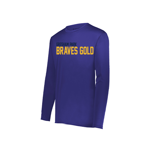 [222823.747.S-LOGO3] Youth LS Smooth Sport Shirt (Youth S, Purple, Logo 3)