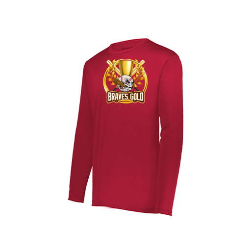 [222823.083.S-LOGO1] Youth LS Smooth Sport Shirt (Youth S, Red, Logo 1)