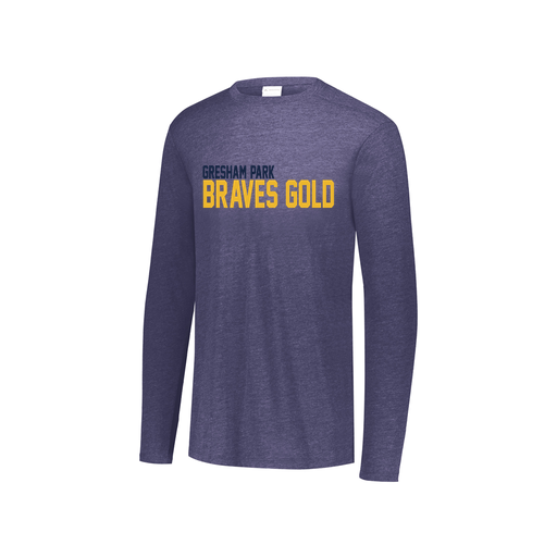 [3076.72N.S-LOGO3] Youth LS Ultra-blend T-Shirt (Youth S, Navy, Logo 3)