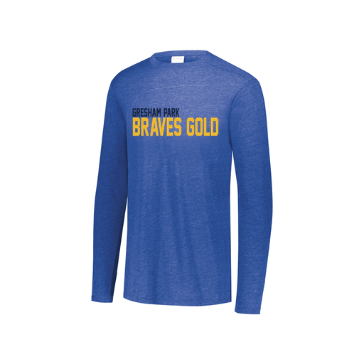 [FTLCUBRY-YS-LOGO3] Decker Youth Tri-Blend T-Shirt - Long Sleeve (Youth S, Royal, Logo 3)