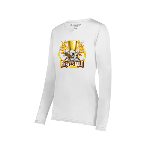[222824.005.S-LOGO1] Ladies LS Smooth Sport Shirt (Female Adult S, White, Logo 1)