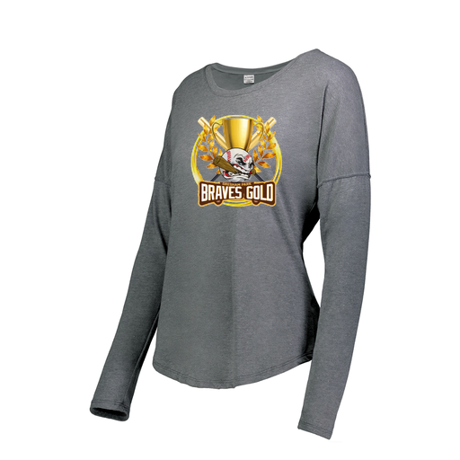 [3077.013.XS-LOGO1] Ladies LS Ultra-blend T-Shirt (Female Adult XS, Gray, Logo 1)