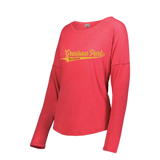 [FTLCUBRD-FAXS-LOGO2] Decker Women's Tri-Blend T-Shirt - Long Sleeve (Female Adult XS, Red, Logo 2)